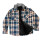 Campera Camisa Leñadora Cangurito Capucha Botones Azul-Beige