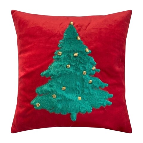 COJIN CUAD NAV ROJO DIS ARBOL 44X44CM Unica
