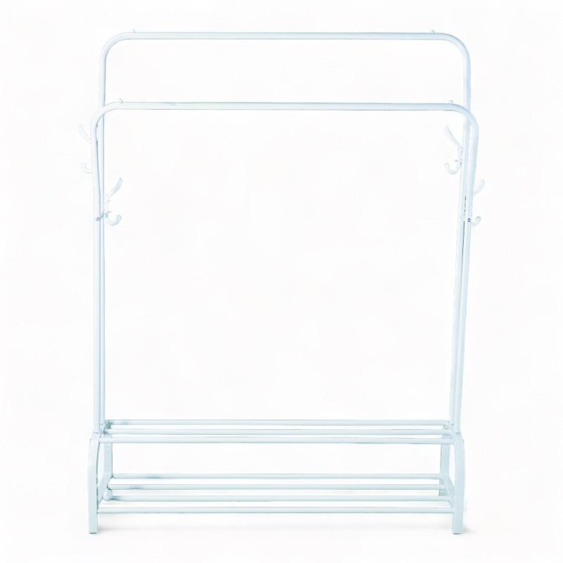 Perchero Organizador Metal Doble Con Zapatera Doble Blanco