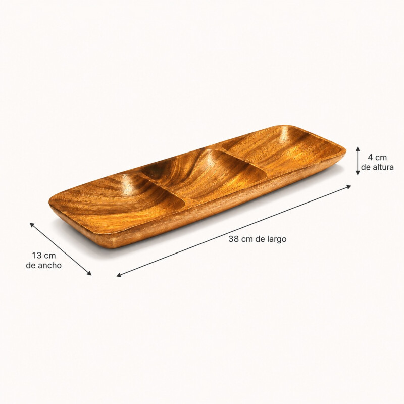 Copetinero Rectangular Madera de Acacia 3 Divisiones 38x13x4cm Copetinero Rectangular Madera de Acacia 3 Divisiones 38x13x4cm