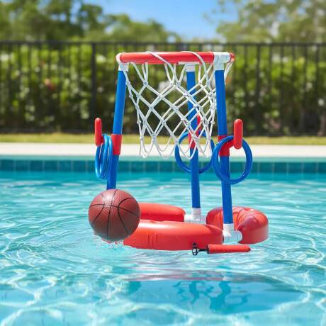 Juego De Piscina 2 En 1 Basket y Aros Verano Rojo