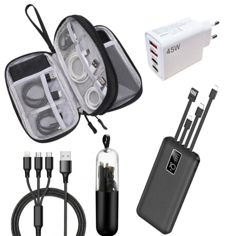 Set Powerbank 10000w Cargador Estuche Cable Celular Set Powerbank 10000w Cargador Estuche Cable Celular