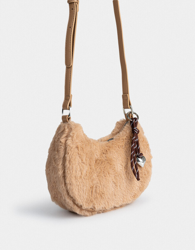 Bandoleras Bandolera Peluche Con Charm - Marron Beige