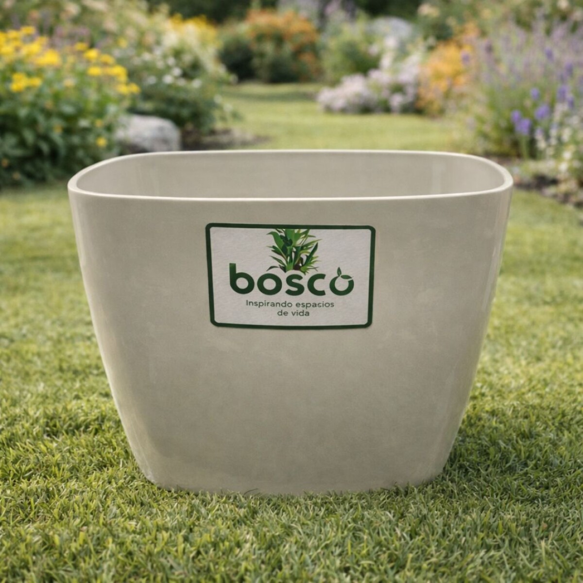 MACETA CUADRADA 22 CM UMBRA GRIS CLARA 