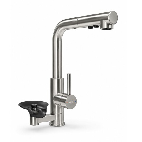 Grifería de Cocina monocomando de Mesada con lavavasos satinado en L pico extraible Grifería De Cocina Monocomando De Mesada Con Lavavasos Satinado En L Pico Extraible