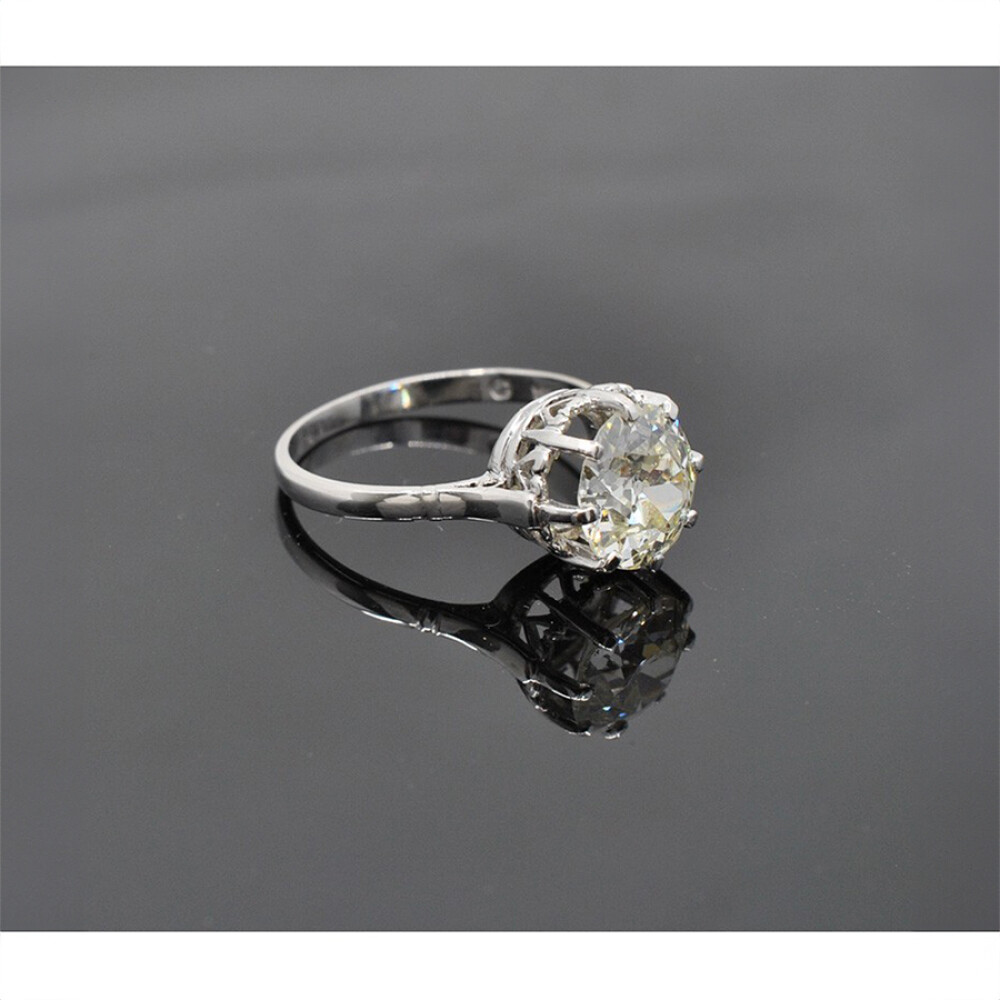 Anillo Solitario Antiguo En Platino Y Oro 18K Blanco Con Brillante 2.16 Ct Anillo Solitario Antiguo En Platino Y Oro 18K Blanco Con Brillante 2.16 Ct