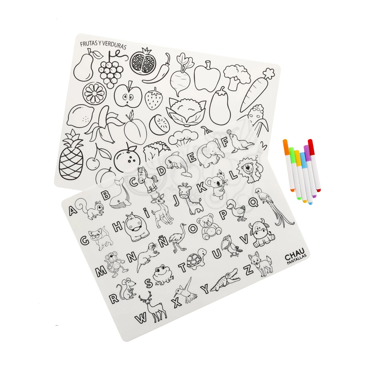 Individuales Lavables Abecedario + Frutas y Verduras 