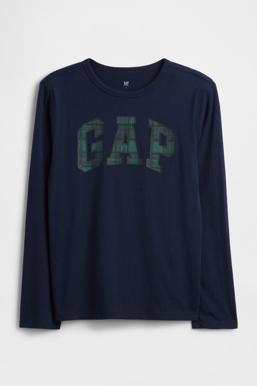 Remera Logo Gap Niño Navy Plaid