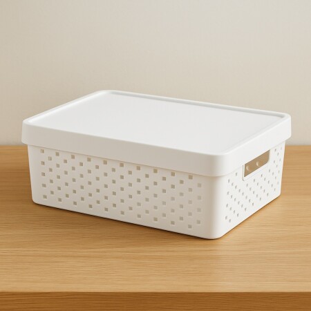 Cesto organizador Quadratta con tapa - BLANCO Cesto organizador Quadratta con tapa - BLANCO