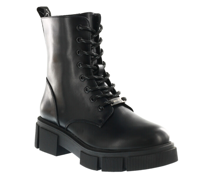 Bota borcego STELLA con cinta estampada Black