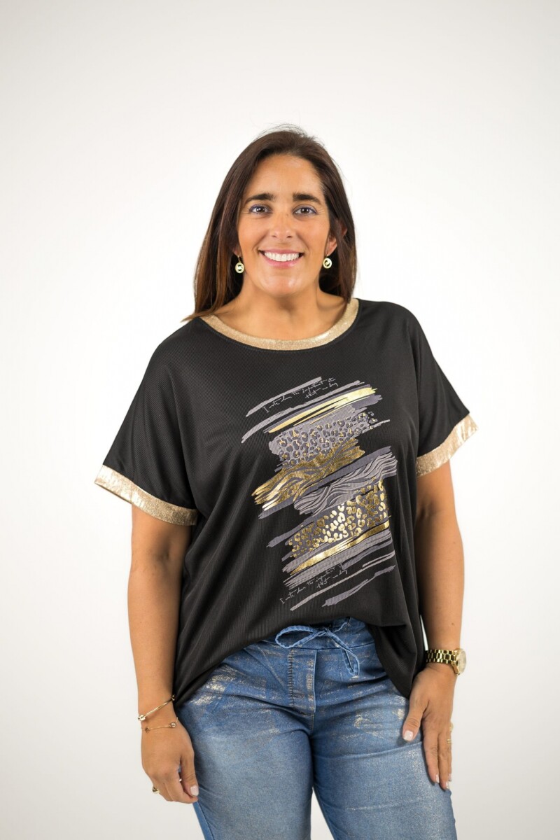 Blusa elastizada tipo morley - Negro 