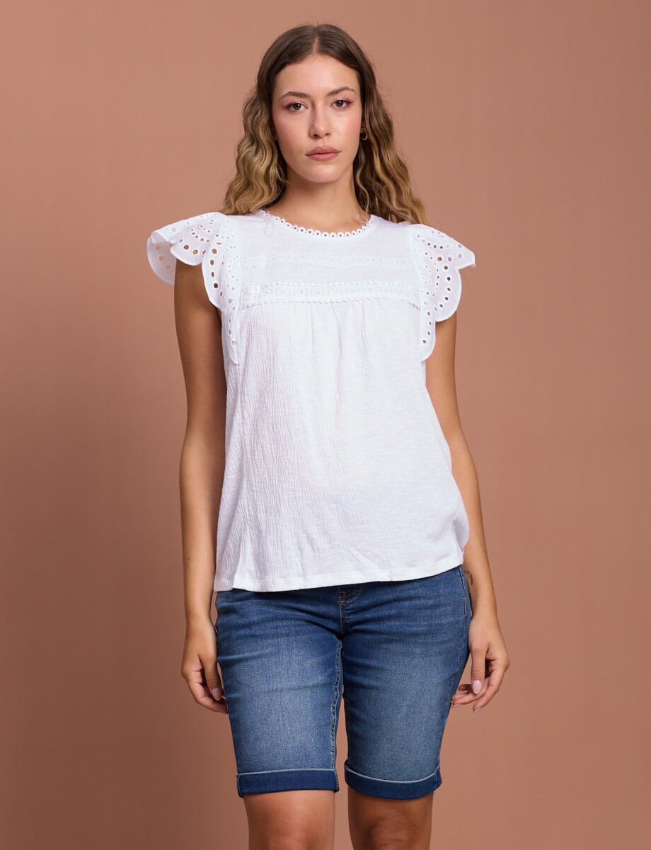 Blusa Detalle Crochet - Crudo 