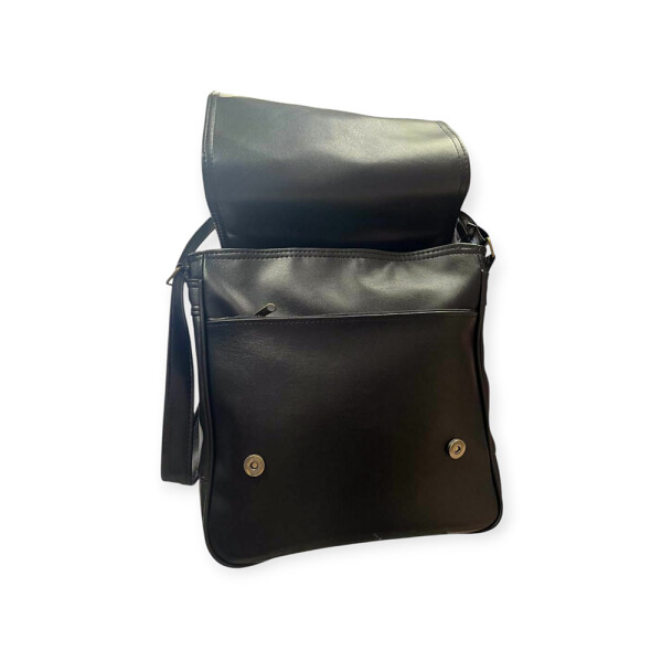 Bandolera grande con solapa y cierre Negro