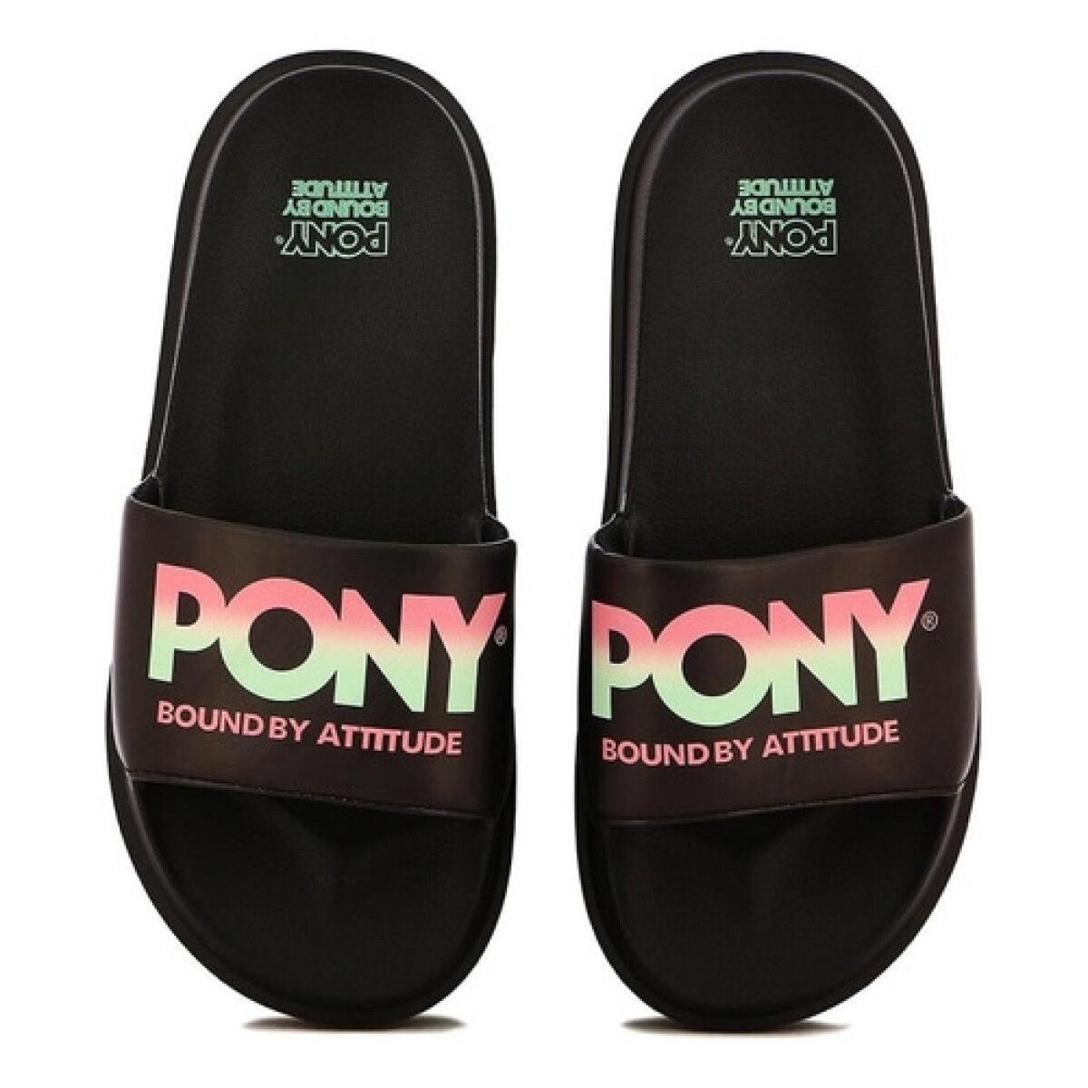 Chancletas Ojotas Pony Negro/Coral - 38 