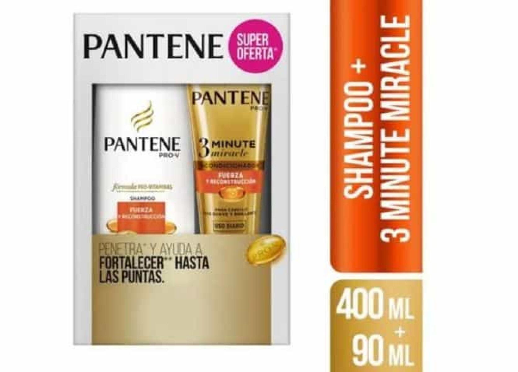 Pack Pantene Fuerza Y Reconstrucción Shampoo 400ml +Acondicionar 90ml 