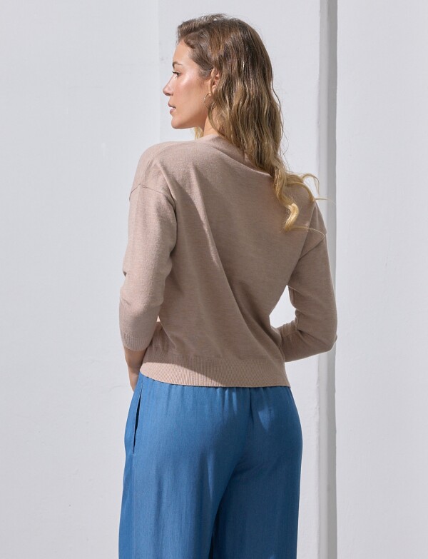 Cardigan 1 Boton TOSTADO