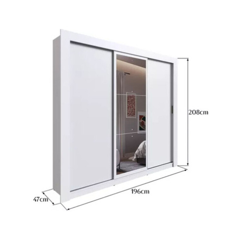 Armario Ropero 3 Puertas Corredizas 2 Cajones Con Espejo Blanco Armario Ropero 3 Puertas Corredizas 2 Cajones Con Espejo Blanco