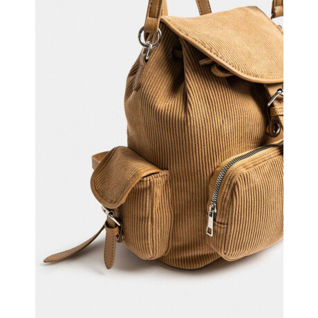 Mochila Solapa Corderoy Chocolate Marron Camel