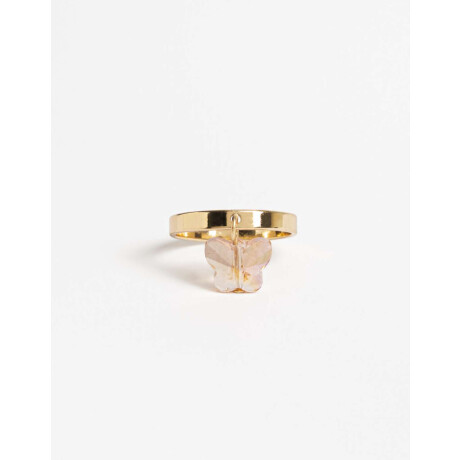 Anillo De Metal Con Charm Mariposa Dorado