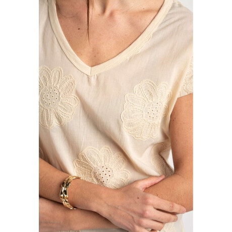 Remera Bordada Alodon Flame Beige