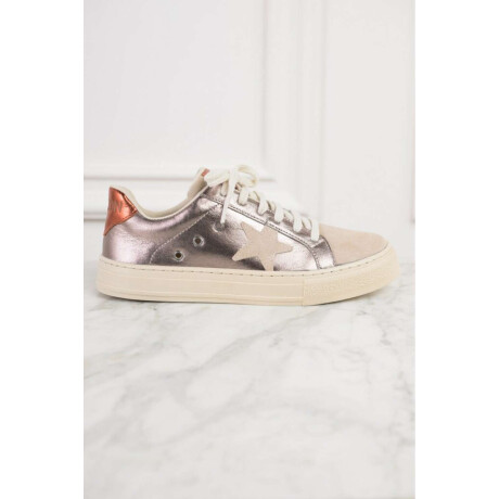 Zapatilla Combinada Cuero Peltre