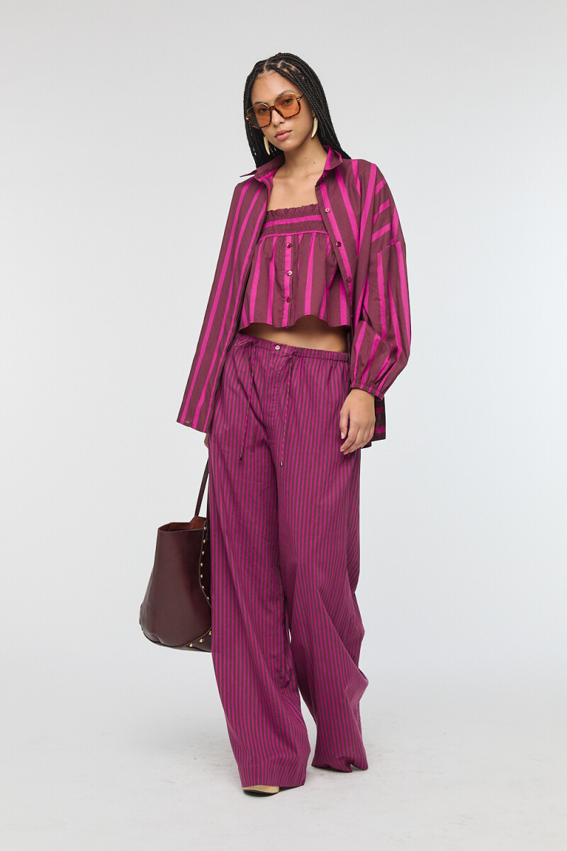 CAMISA RAYADA BOHO Fucsia