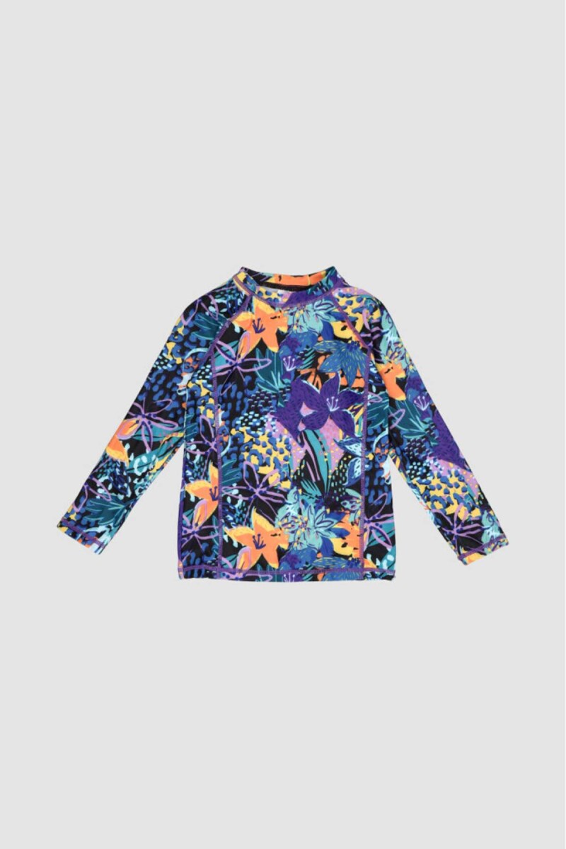 Tshirt manga larga print 2-10a - Neon flowers 