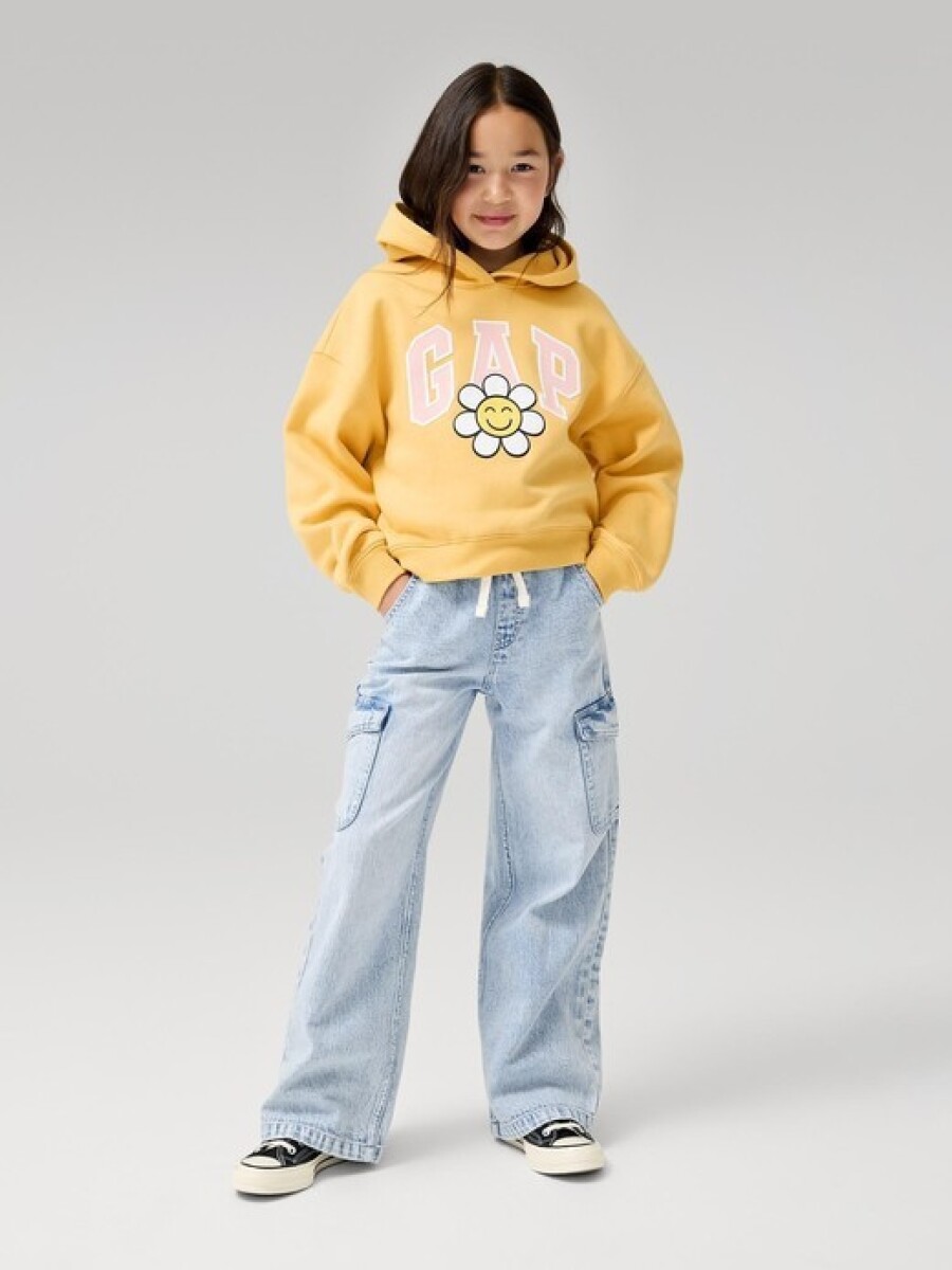 Jean Cargo Easy Wide Pull On Niña - Light Wash 