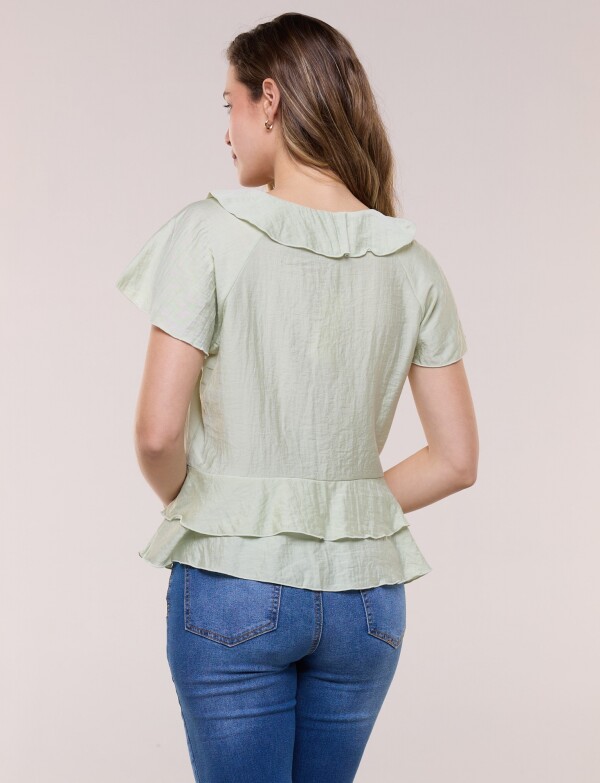 Blusa Satén Péplum VERDE CLARO