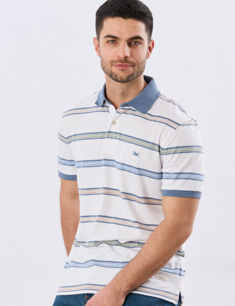 REMERA POLO RAYADA JERSEY Blanco