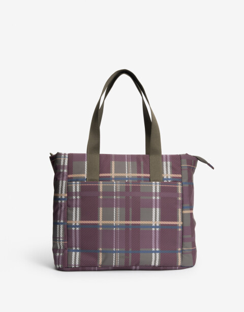 Shopper Nylon Shopper Con Doble Asa De Hombro. - Estampado Escoces