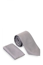Corbata con pañuelo 8 cm GRAFITO