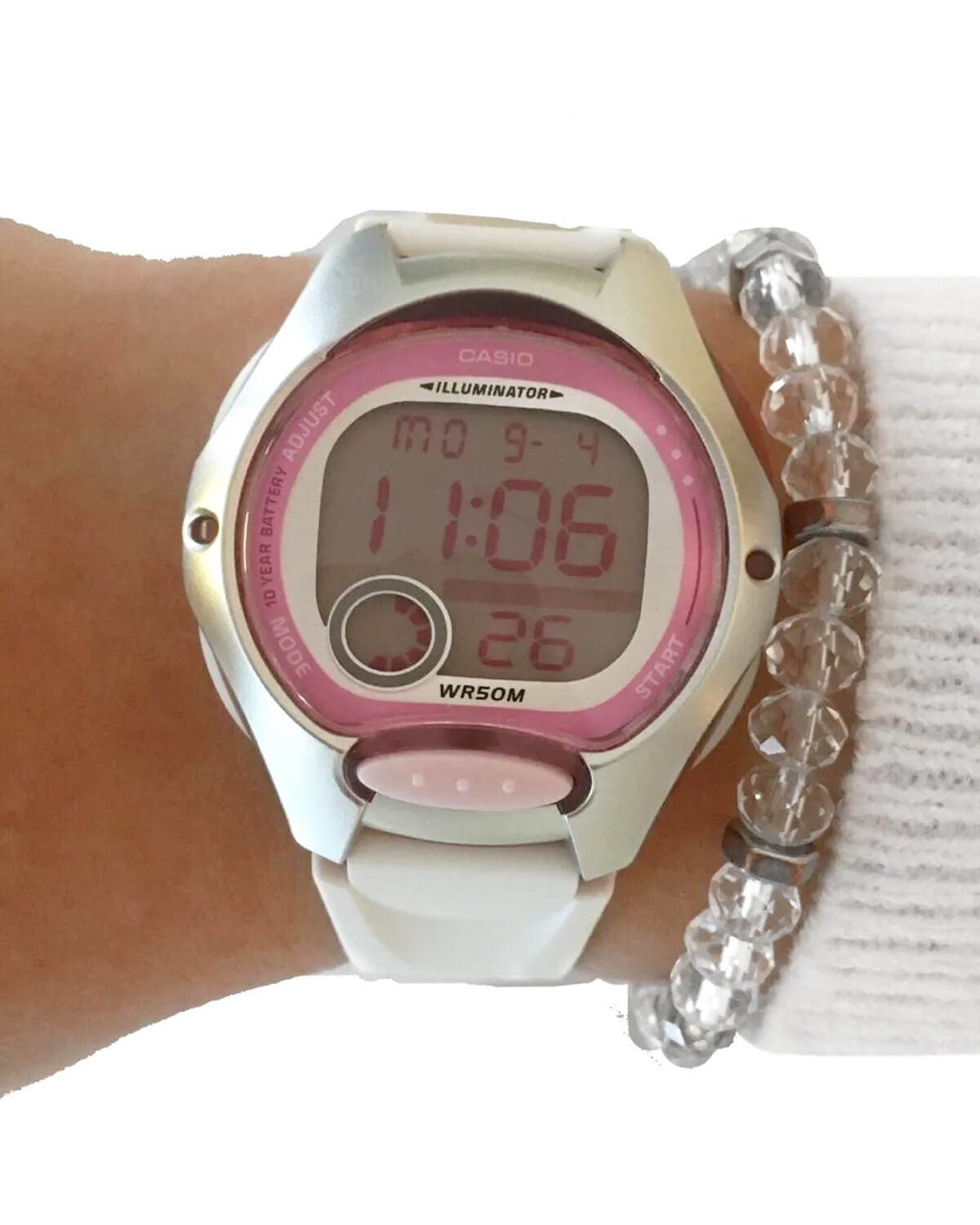 Reloj digital mujer rosa digital con cinta Casio