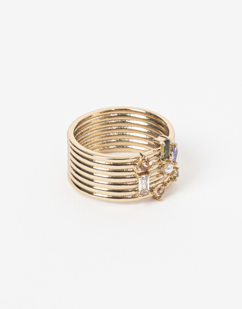 Anillos Medianos y Grandes Strass Anillo Con Cubic Zirconia - Dorado