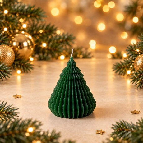 Vela Navideña Pino Acanalado - Verde 12cm Vela Navideña Pino Acanalado - Verde 12cm