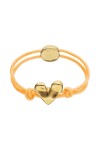 PULSERA DE HILO ELÁSTICO NARANJA CON CORAZÓN BAÑADO EN ORO 18K Pulsera