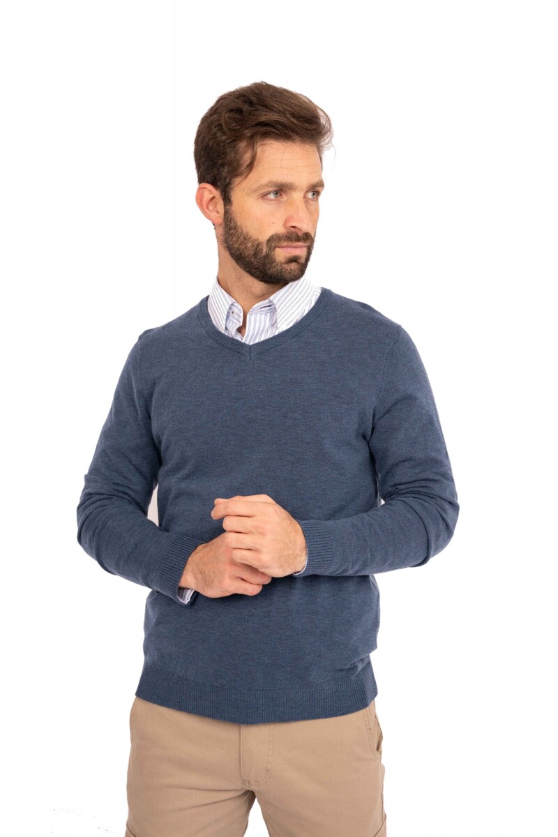 SWEATER DASS ESC V - AZUL PIEDRA 