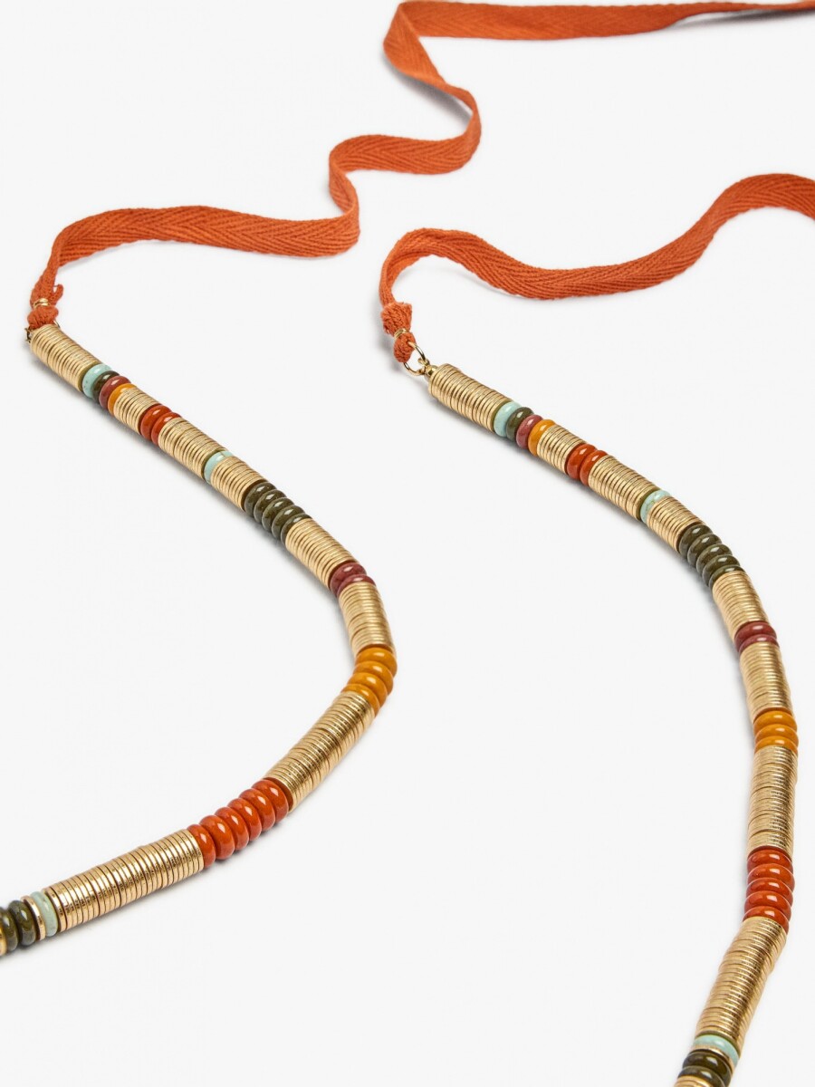 Collar Largo Cuentas De Piedra multicolor