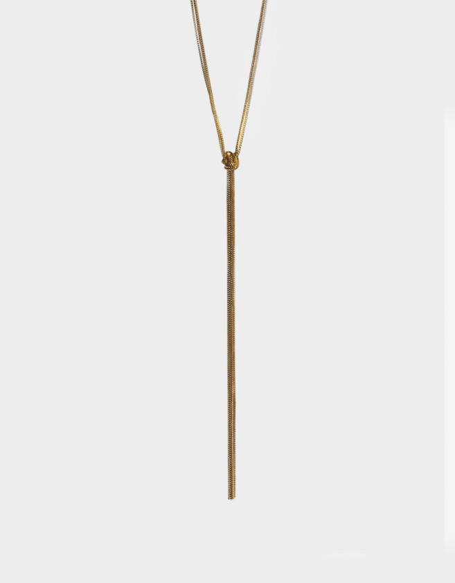 Collares Largos Metal Collar Largo Con Cadenas - Dorado