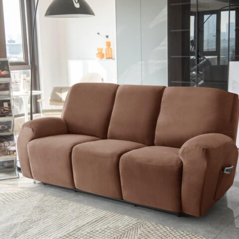 Funda sillón reclinable 3 cuerpos lisa Marrón