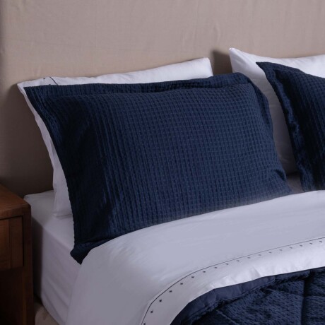 SET DE ACOLCHADO 1 PLAZA POLIESTER AZUL GOFRE MARINO