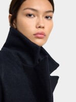 Chaqueta Mezcla De Lana Con Capucha Removible azul-marino