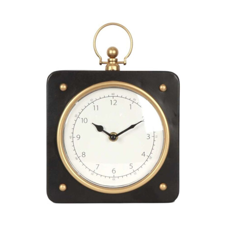 Reloj De Mesa Hierro D19X26X7Cm Cuadrado Borde Dorado