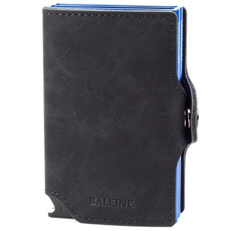 Billetera Baleine Double Kansas en Aluminio y Cuero con Protección RFID Dark Blue