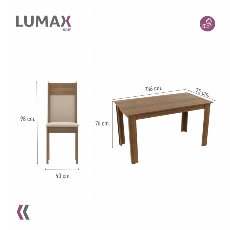 Juego de comedor Mesa de madera Rústica + 4 Sillas Beige