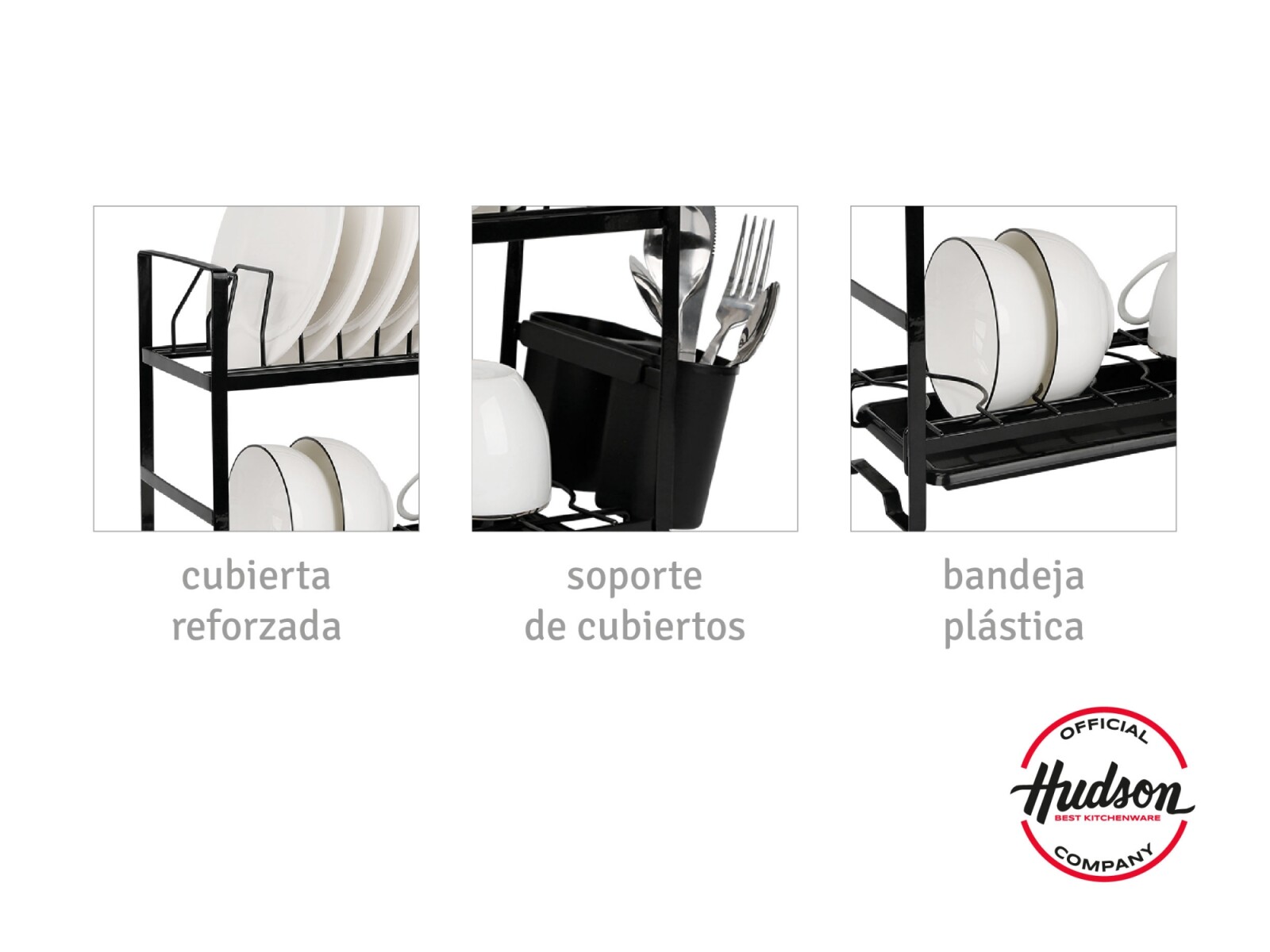 Escurridor De Platos Negro 2 Pisos Chico Linea Hudson Cocina 