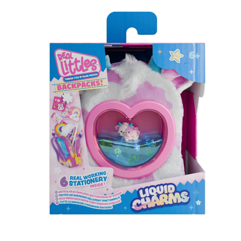 Mini Mochila llavero accesorio Liquid Charms Real Littles Vaca: Moo-Tastic!