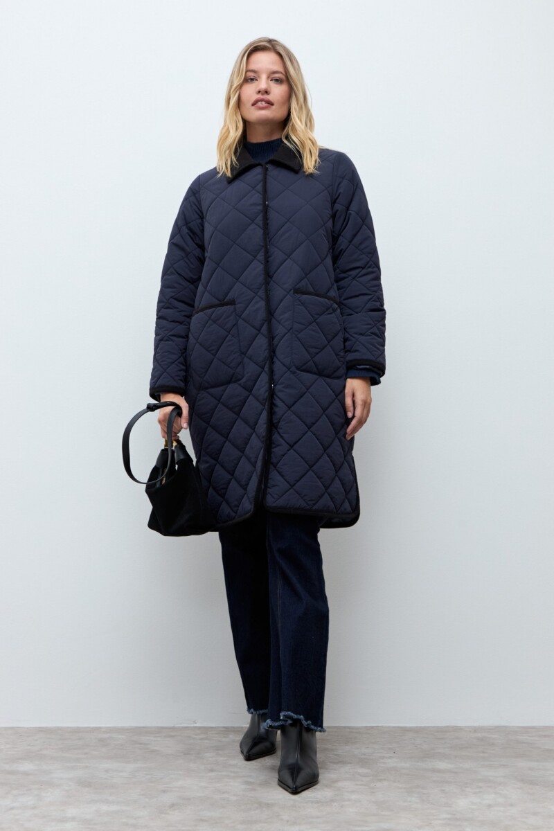 Campera a cuadros capitoneada - azul marino 