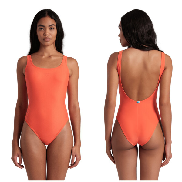 Malla de Entrenamiento para Natación, Piscina y Playa Mujer Arena Women's Team Stripe Swimsuit U Back Calypso Coral