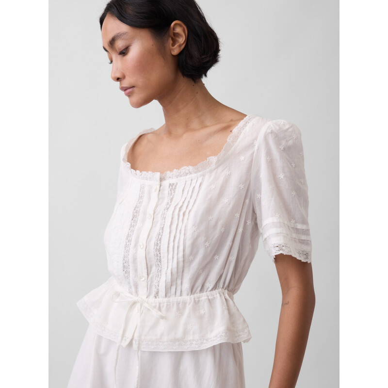 SS LACE TRIM SCOOP NK TOP NEW OFF WHITE